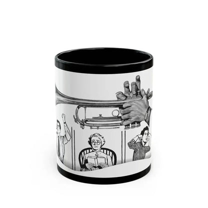 Discord In A Flat by Elizabeth Grey, Woman's Own magazine, 1957 - Black Coffee Mug 11oz - Go Mug Yourself