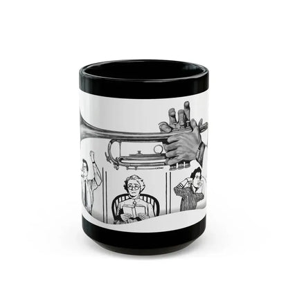 Discord In A Flat by Elizabeth Grey, Woman's Own magazine, 1957 - Black Coffee Mug 15oz - Go Mug Yourself