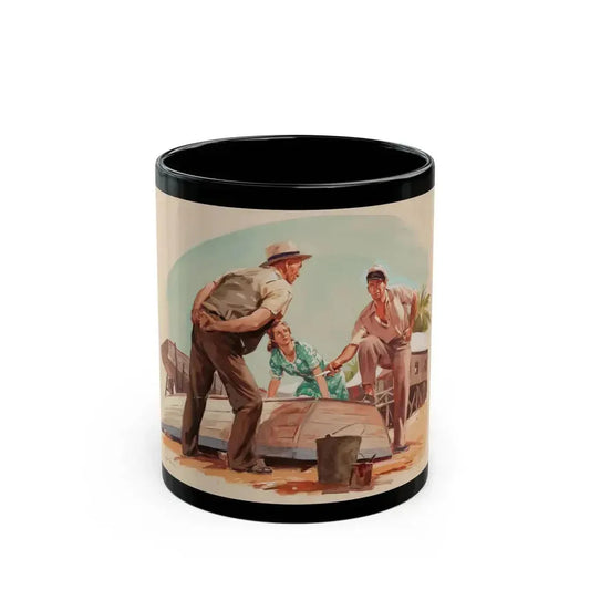 Discussing Strategy, Saturday Evening Post story illustration, circa 1940s - Black Coffee Mug 11oz - Go Mug Yourself