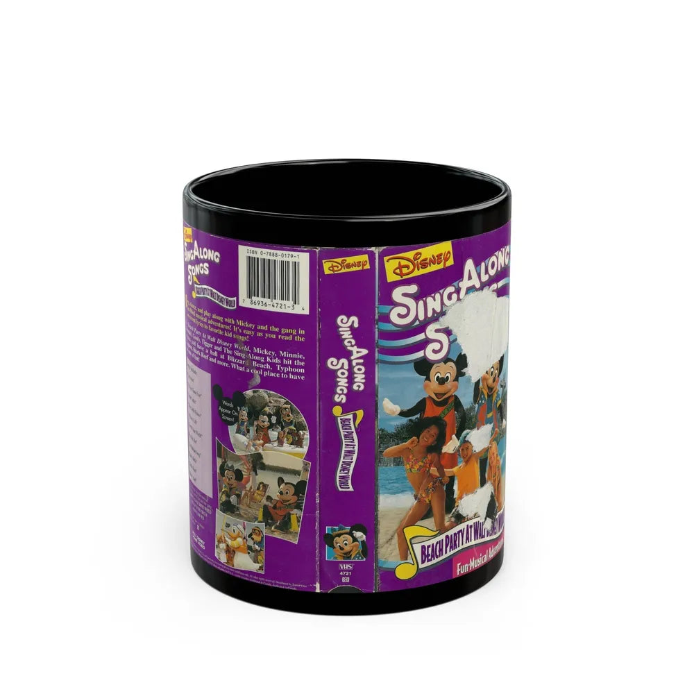 DISNEY SING ALONG SONGS BEACH PARTY AT WALT DISNEY WORLD (VHS COVER) - Black Coffee Mug-11oz-Go Mug Yourself