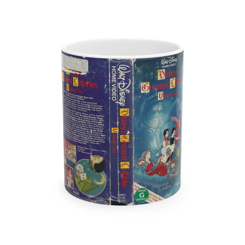 DISNEYS GREATEST LULLABIES VOLUME ONE WALT DISNEY HOME VIDEO (VHS COVER) - White Coffee Mug-11oz-Go Mug Yourself