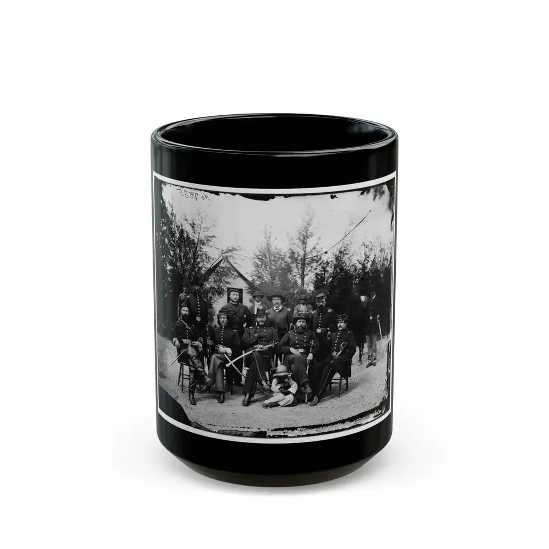 District Of Columbia. Gen. William Gamble And Staff At Camp Stoneman, The Cavalry Depot At Giesborough Point (U.S. Civil War) Black Coffee Mug 15oz - Go Mug Yourself