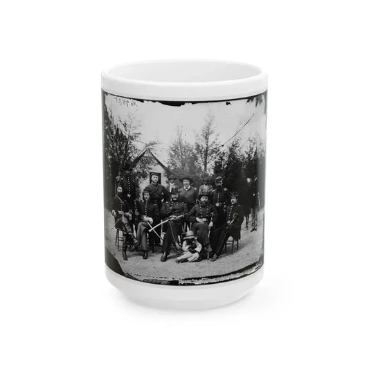District Of Columbia. Gen. William Gamble And Staff At Camp Stoneman, The Cavalry Depot At Giesborough Point (U.S. Civil War) White Coffee Mug 15oz - Go Mug Yourself
