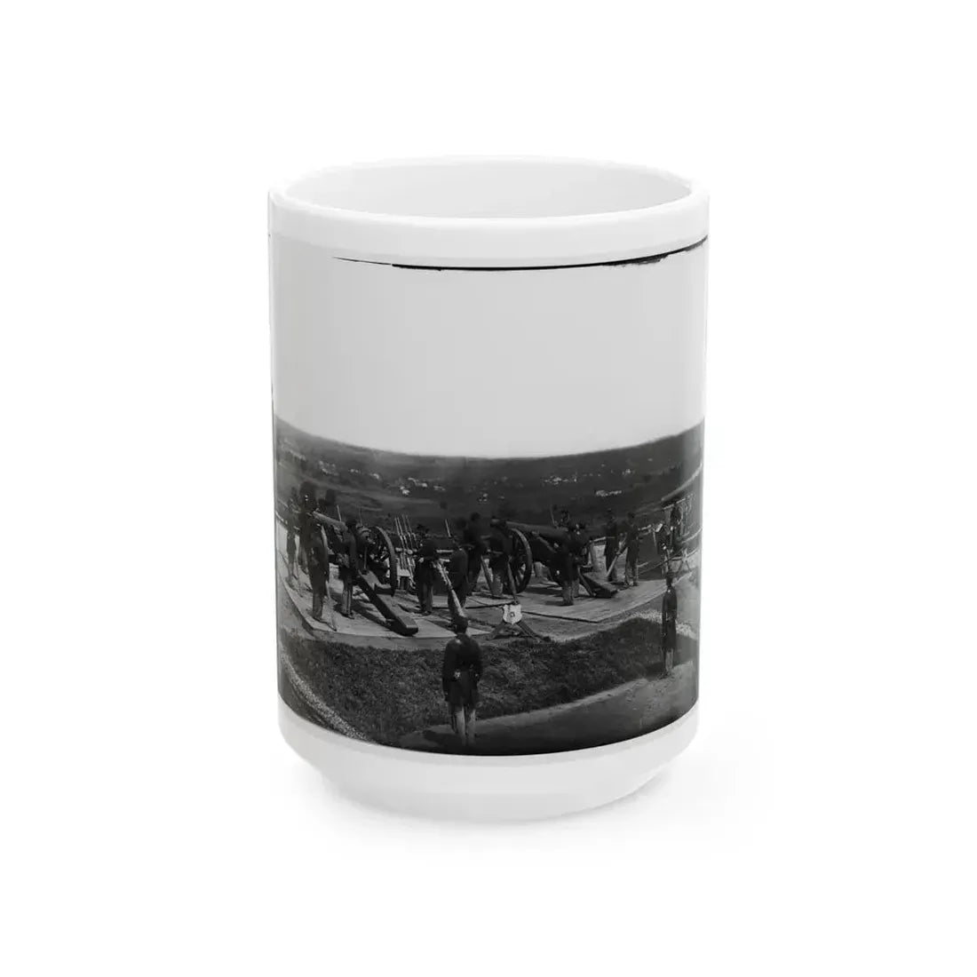 District Of Columbia. Gun Crews Of Company H, 3d Massachusetts Heavy Artillery, At Fort Lincoln (U.S. Civil War) White Coffee Mug 15oz - Go Mug Yourself