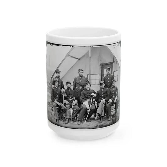 District Of Columbia. Maj. H. W. Sawyer And Staff At Camp Stoneman (U.S. Civil War) White Coffee Mug 15oz - Go Mug Yourself