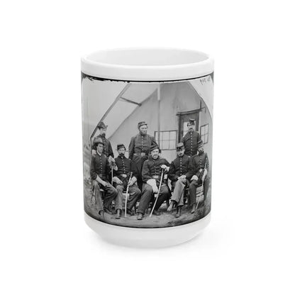 District Of Columbia. Maj. H. W. Sawyer And Staff At Camp Stoneman (U.S. Civil War) White Coffee Mug 15oz - Go Mug Yourself