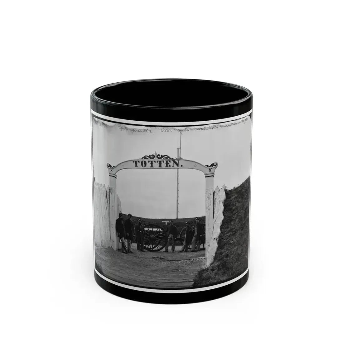 District Of Columbia. Men And Gun Of 3d Massachusetts Heavy Artillery At Ornamental Gate Of Fort Totten (U.S. Civil War) Black Coffee Mug 11oz - Go Mug Yourself