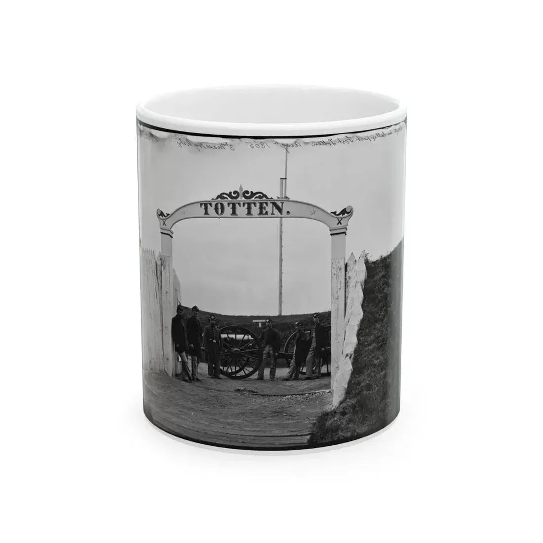District Of Columbia. Men And Gun Of 3d Massachusetts Heavy Artillery At Ornamental Gate Of Fort Totten (U.S. Civil War) White Coffee Mug 11oz - Go Mug Yourself