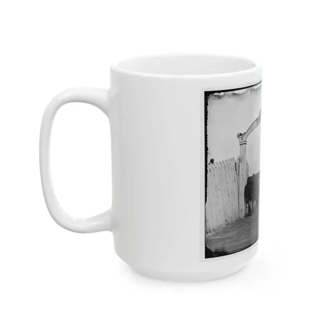 District Of Columbia. Men And Gun Of 3d Massachusetts Heavy Artillery At Ornamental Gate Of Fort Totten (U.S. Civil War) White Coffee Mug - Go Mug Yourself