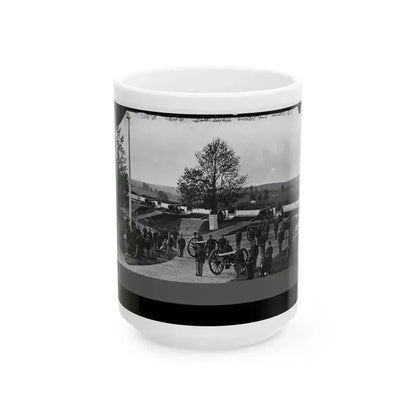 District Of Columbia. Officers And Men Of Company F, 3d Massachusetts Heavy Artillery, In Fort Stevens (U.S. Civil War) White Coffee Mug 15oz - Go Mug Yourself