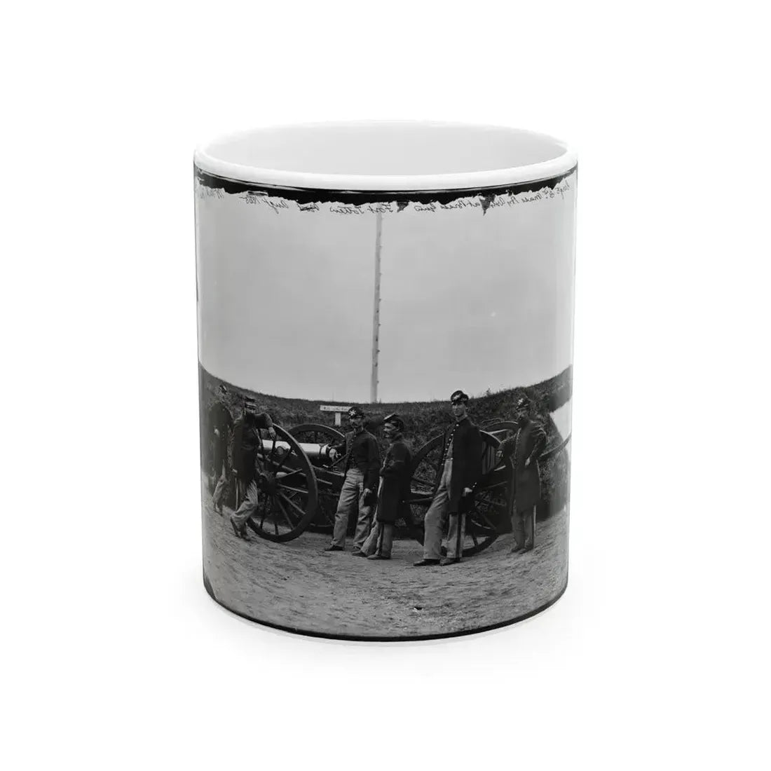 District Of Columbia. Sergeants Of 3d Massachusetts Heavy Artillery, With Gun And Caisson At Fort Totten (U.S. Civil War) White Coffee Mug 11oz - Go Mug Yourself