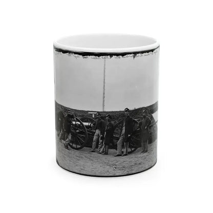 District Of Columbia. Sergeants Of 3d Massachusetts Heavy Artillery, With Gun And Caisson At Fort Totten (U.S. Civil War) White Coffee Mug 11oz - Go Mug Yourself