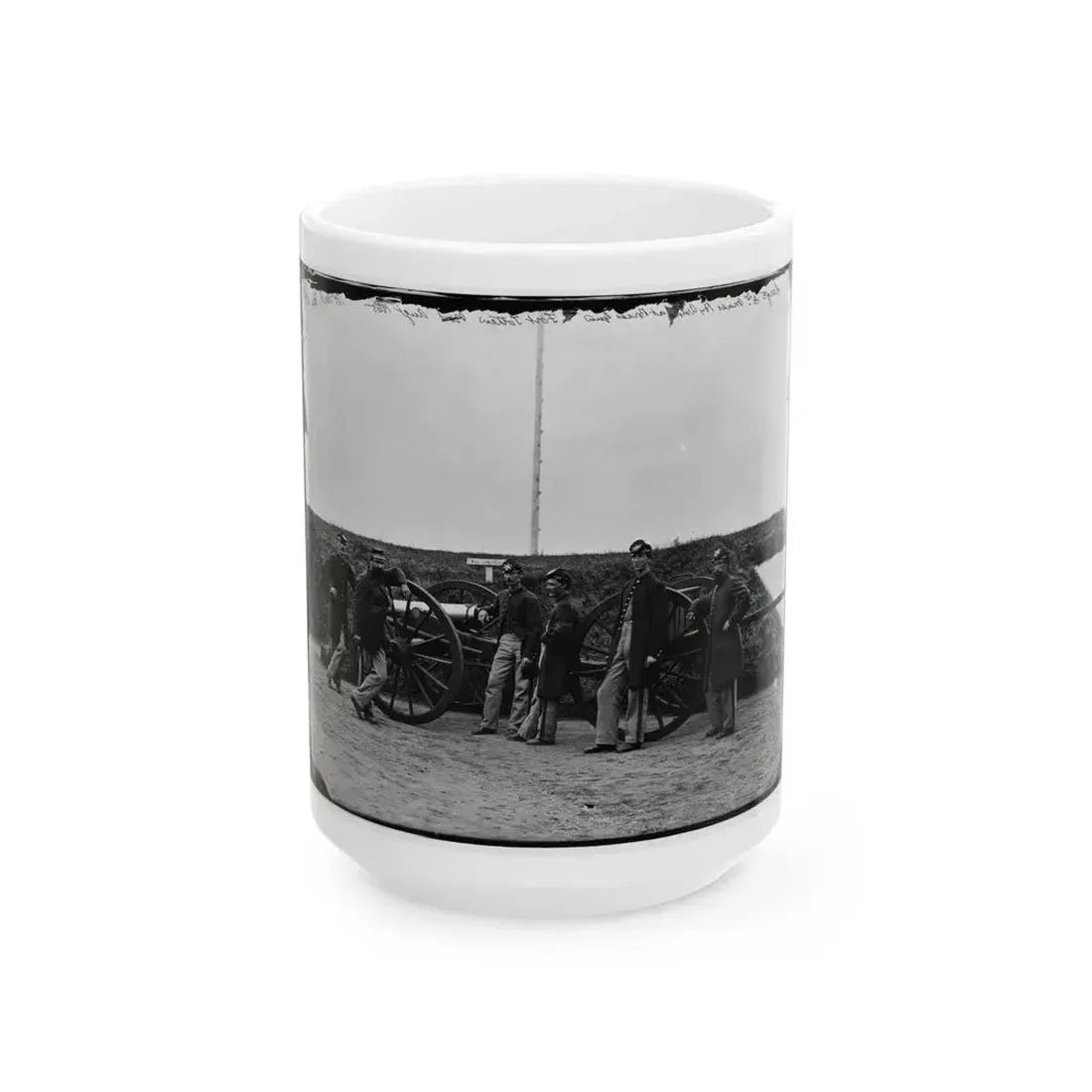District Of Columbia. Sergeants Of 3d Massachusetts Heavy Artillery, With Gun And Caisson At Fort Totten (U.S. Civil War) White Coffee Mug 15oz - Go Mug Yourself