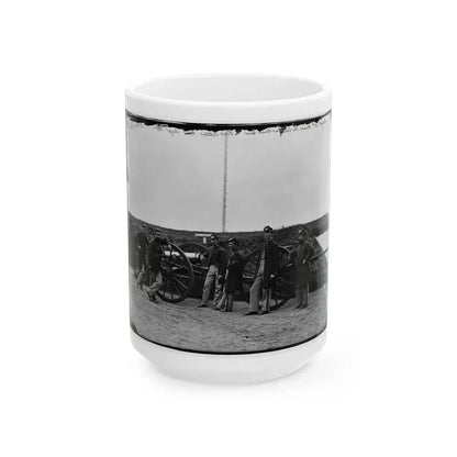 District Of Columbia. Sergeants Of 3d Massachusetts Heavy Artillery, With Gun And Caisson At Fort Totten (U.S. Civil War) White Coffee Mug 15oz - Go Mug Yourself