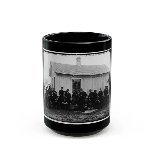 District Of Columbia. White Officers Of 4th U.S. Colored Infantry At Leisure, Fort Slocum (U.S. Civil War) Black Coffee Mug 15oz - Go Mug Yourself