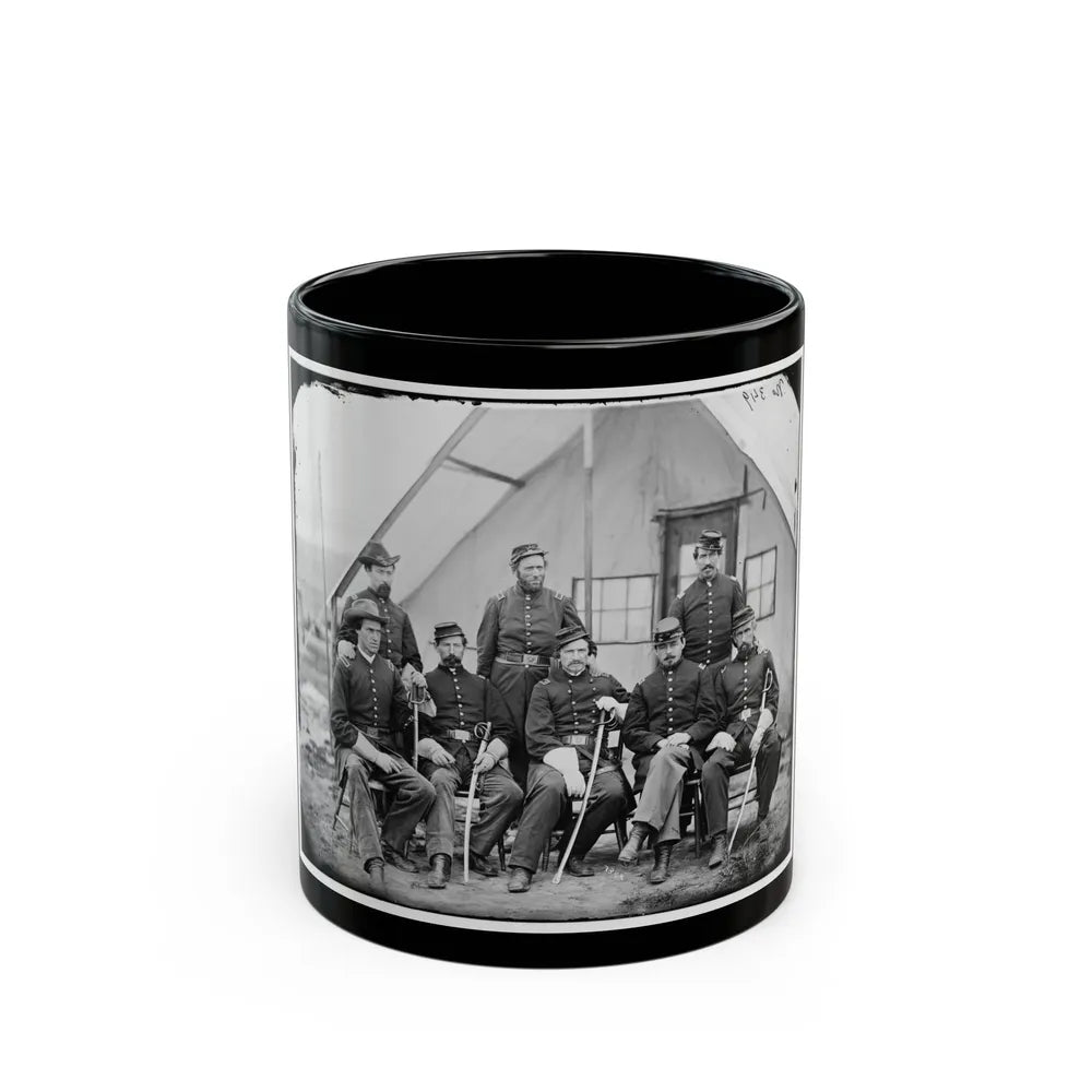 District Of Columbia. Maj. H. W. Sawyer And Staff At Camp Stoneman (U.S. Civil War) Black Coffee Mug-11oz-Go Mug Yourself