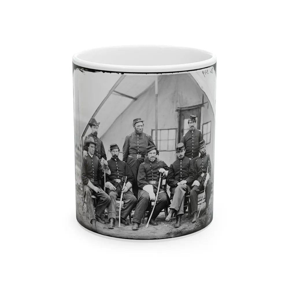 District Of Columbia. Maj. H. W. Sawyer And Staff At Camp Stoneman (U.S. Civil War) White Coffee Mug-11oz-Go Mug Yourself