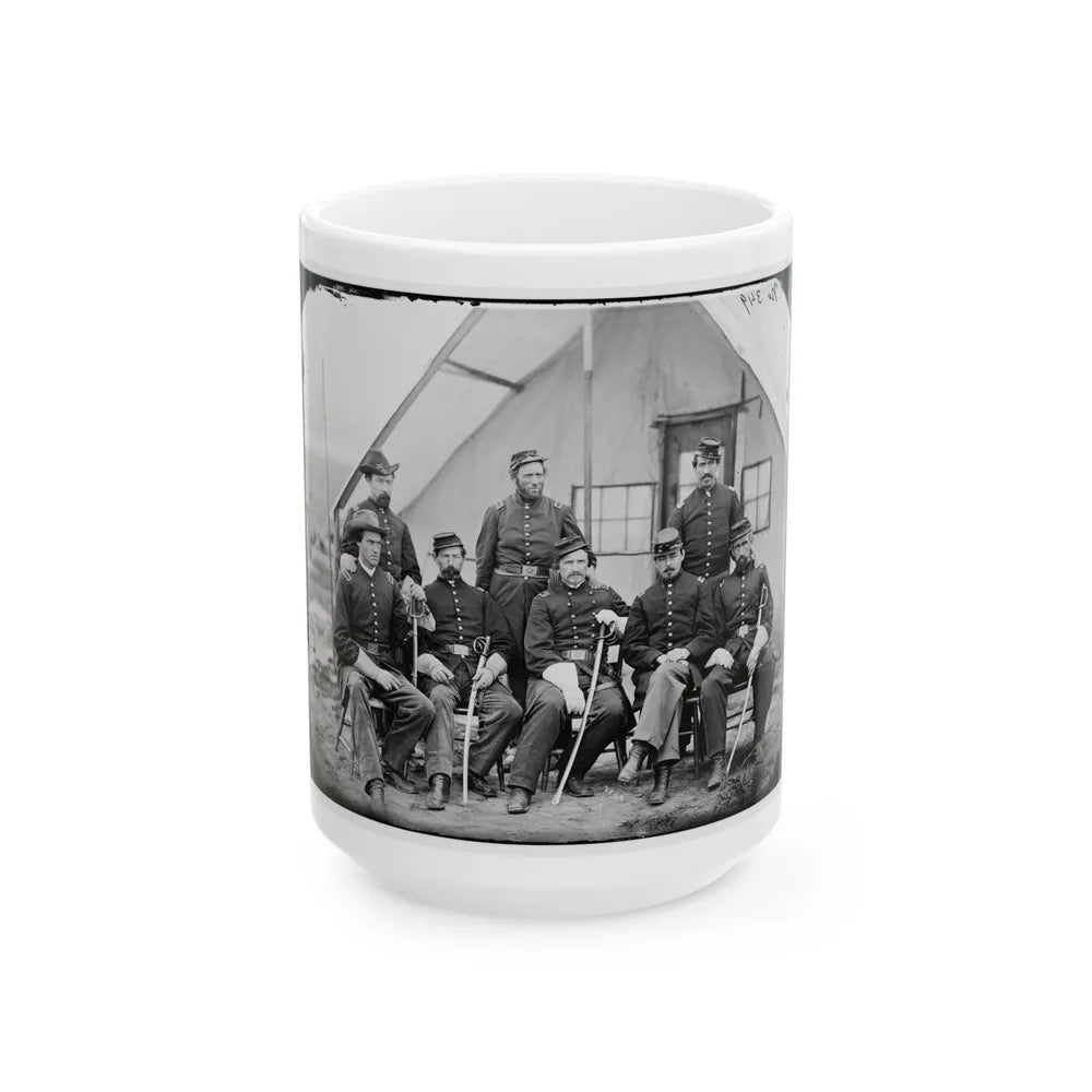 District Of Columbia. Maj. H. W. Sawyer And Staff At Camp Stoneman (U.S. Civil War) White Coffee Mug-15oz-Go Mug Yourself