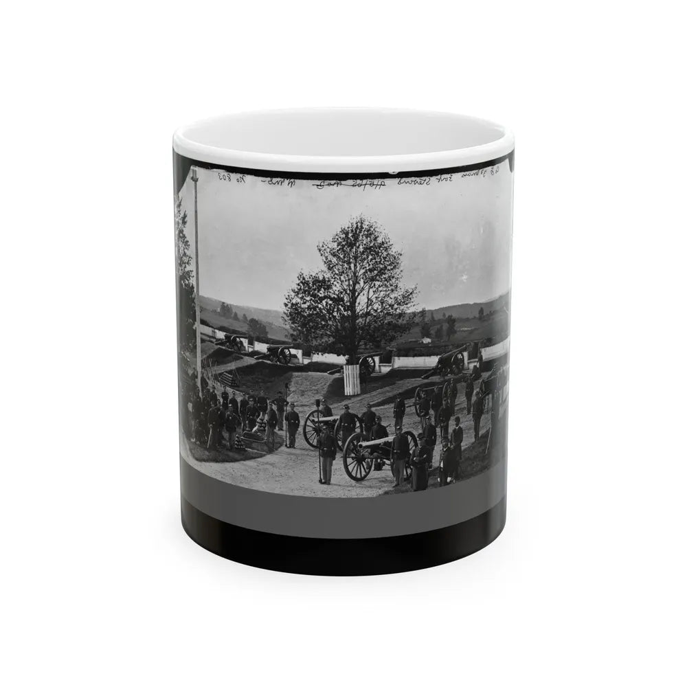 District Of Columbia. Officers And Men Of Company F, 3d Massachusetts Heavy Artillery, In Fort Stevens (U.S. Civil War) White Coffee Mug-11oz-Go Mug Yourself