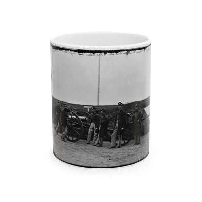 District Of Columbia. Sergeants Of 3d Massachusetts Heavy Artillery, With Gun And Caisson At Fort Totten (U.S. Civil War) White Coffee Mug-11oz-Go Mug Yourself