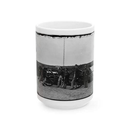 District Of Columbia. Sergeants Of 3d Massachusetts Heavy Artillery, With Gun And Caisson At Fort Totten (U.S. Civil War) White Coffee Mug-15oz-Go Mug Yourself