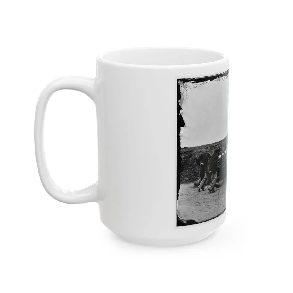 District Of Columbia. Sergeants Of 3d Massachusetts Heavy Artillery, With Gun And Caisson At Fort Totten (U.S. Civil War) White Coffee Mug-Go Mug Yourself