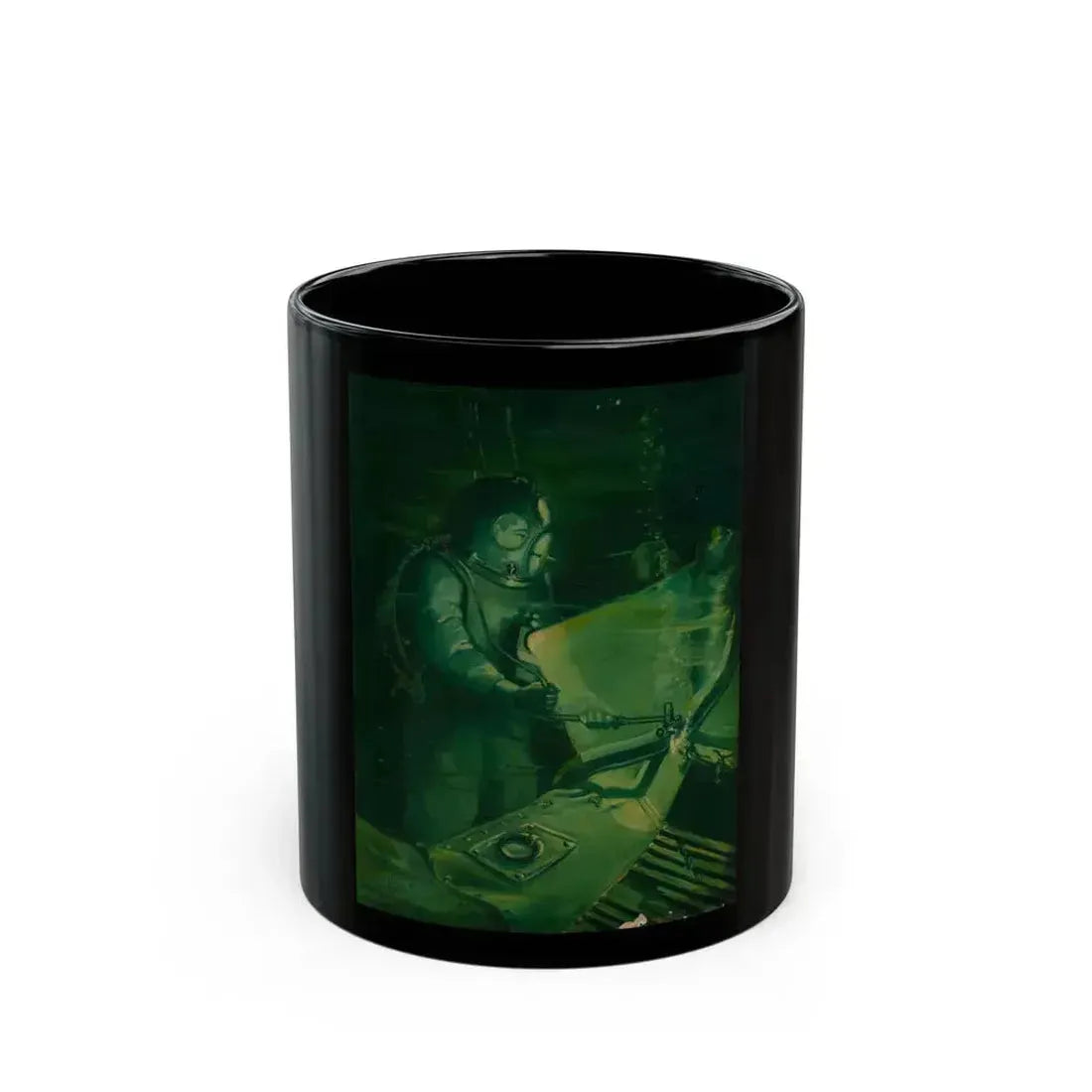 Diver Welding, probable magazine cover - Black Coffee Mug 11oz - Go Mug Yourself