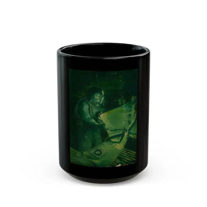 Diver Welding, probable magazine cover - Black Coffee Mug 15oz - Go Mug Yourself
