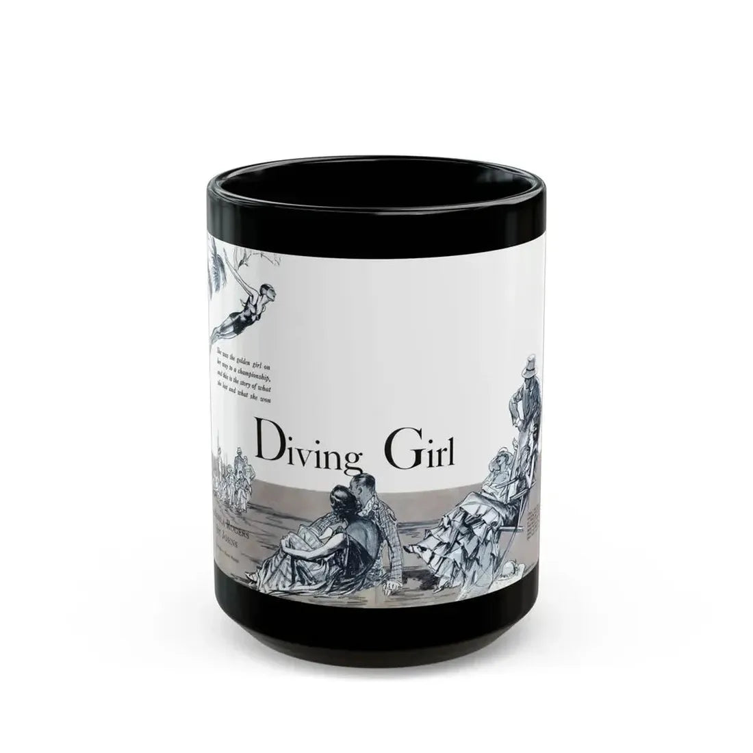 Diving Girl (1), Cosmopolitan, January 1934 - Black Coffee Mug 15oz - Go Mug Yourself