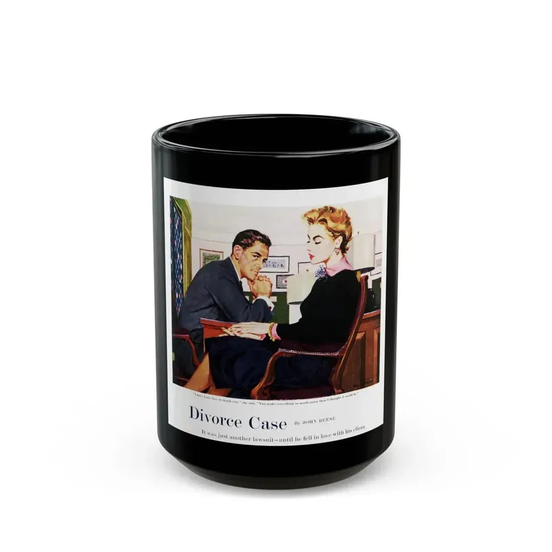 Divorce Case, The Saturday Evening Post, July 9, 1955 - Black Coffee Mug 15oz - Go Mug Yourself