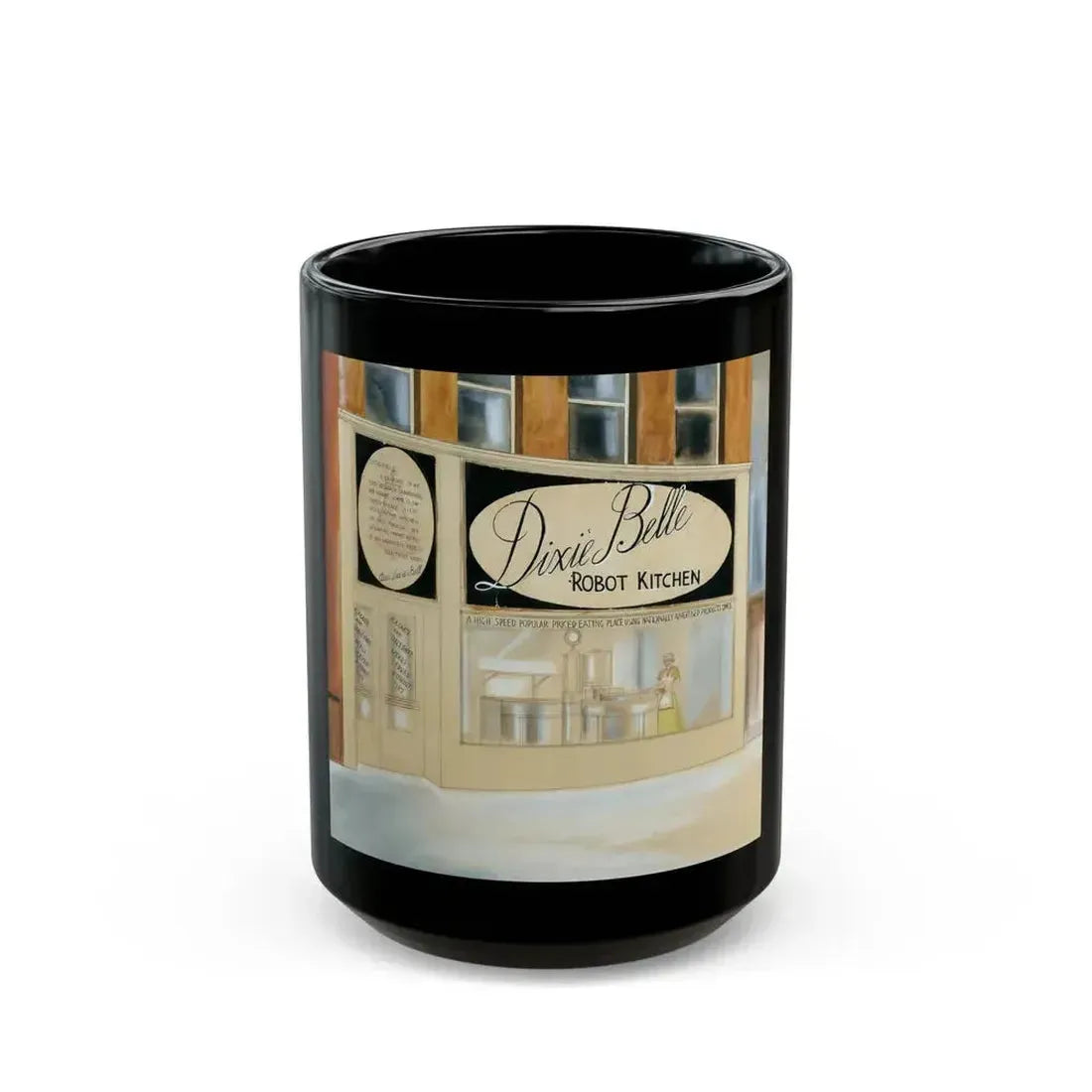 Dixie Belle Robot Kitchen - Black Coffee Mug 15oz - Go Mug Yourself