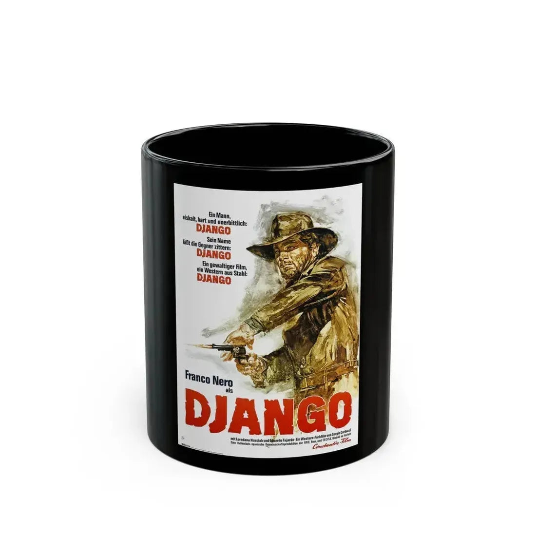 DJANGO 1966 Movie Poster - Black Coffee Mug 11oz - Go Mug Yourself