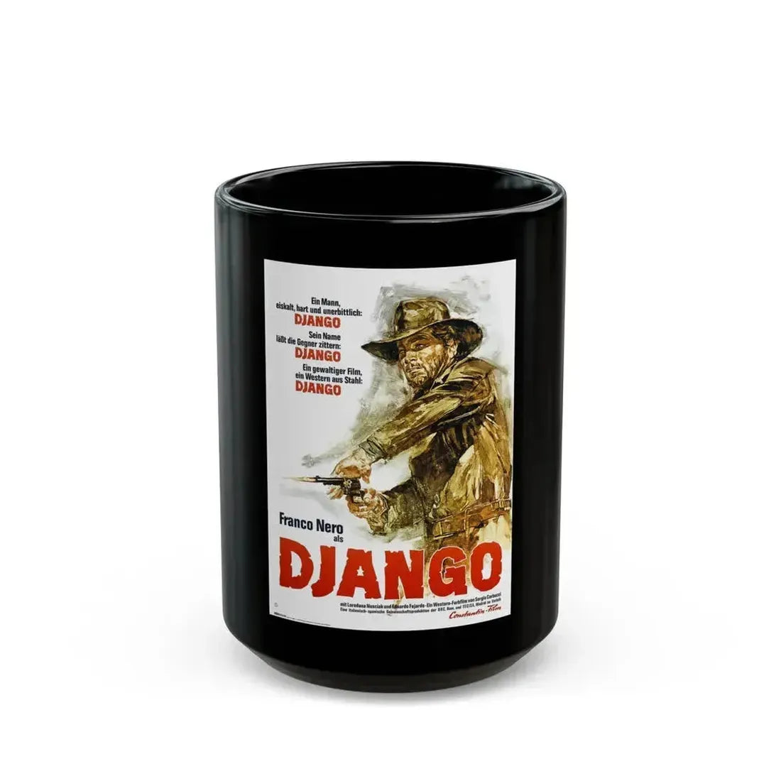DJANGO 1966 Movie Poster - Black Coffee Mug 15oz - Go Mug Yourself