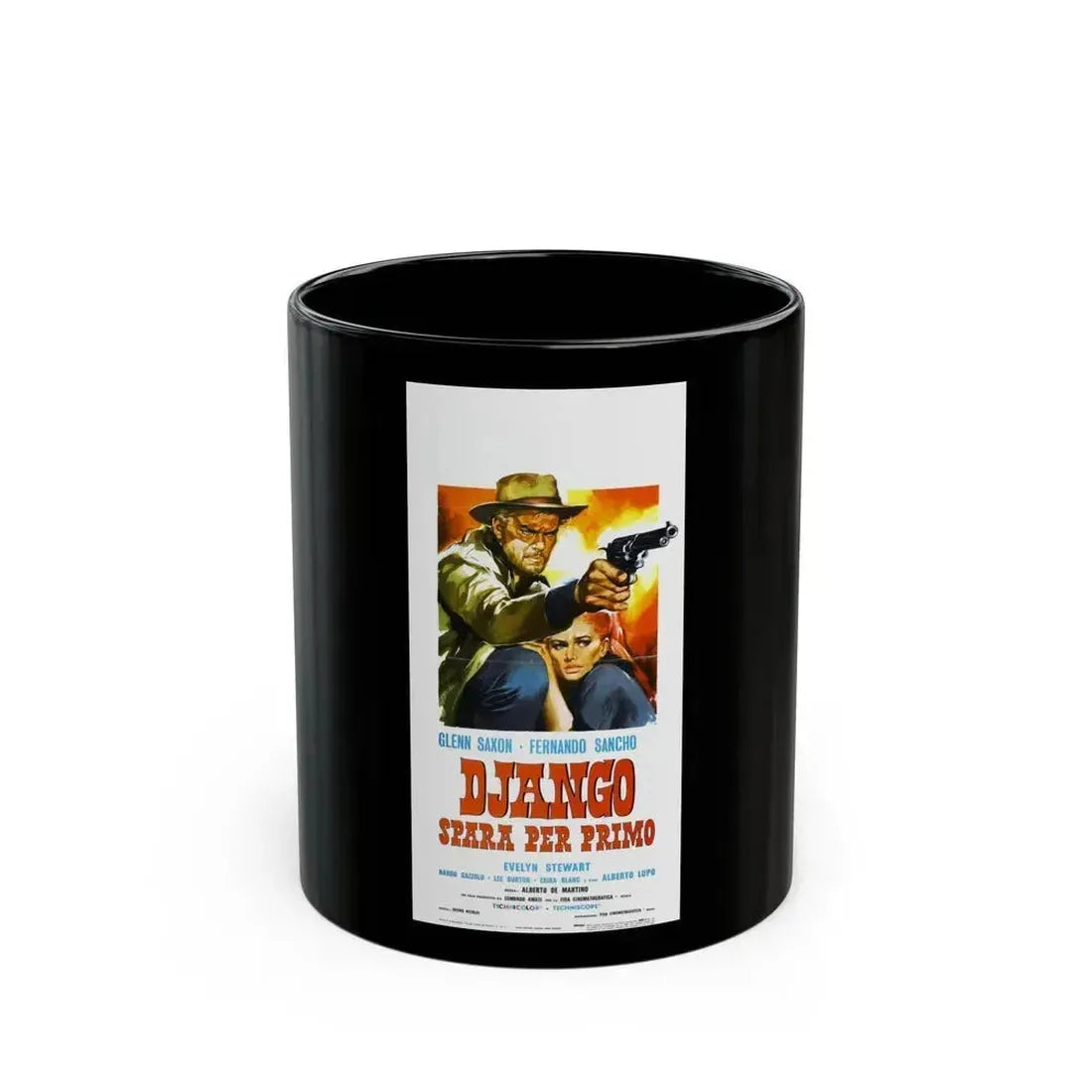 DJANGO SHOOTS FIRST 1966 Movie Poster - Black Coffee Mug 11oz - Go Mug Yourself