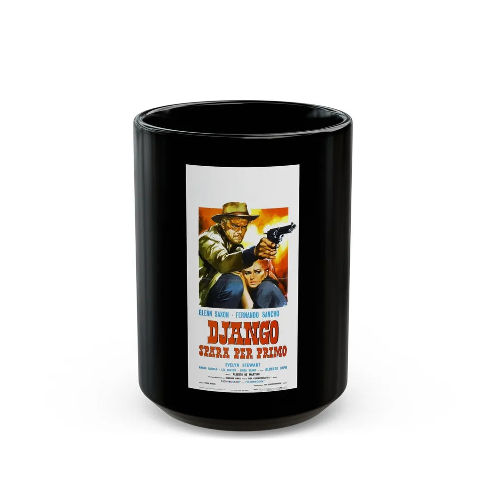 DJANGO SHOOTS FIRST 1966 Movie Poster - Black Coffee Mug-15oz-Go Mug Yourself