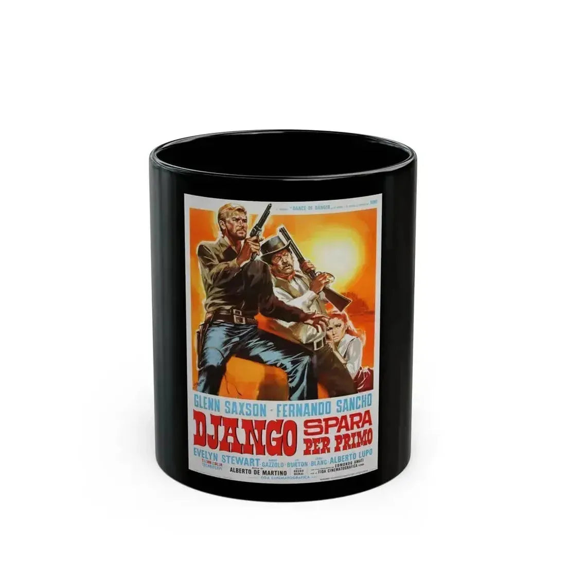 DJANGO SHOOTS FIRST (2) 1966 Movie Poster - Black Coffee Mug 11oz - Go Mug Yourself