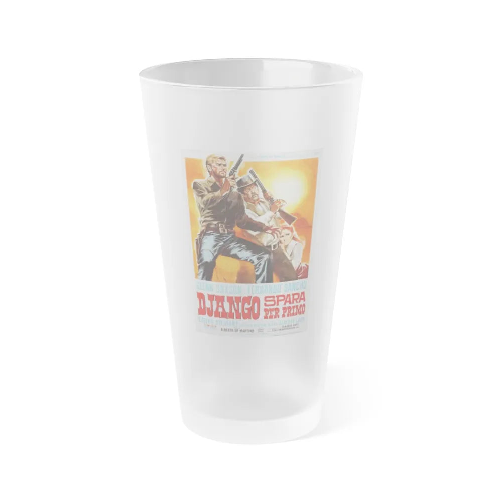 DJANGO SHOOTS FIRST (2) 1966 Movie Poster - Frosted Pint Glass 16oz-16oz-Frosted-Go Mug Yourself