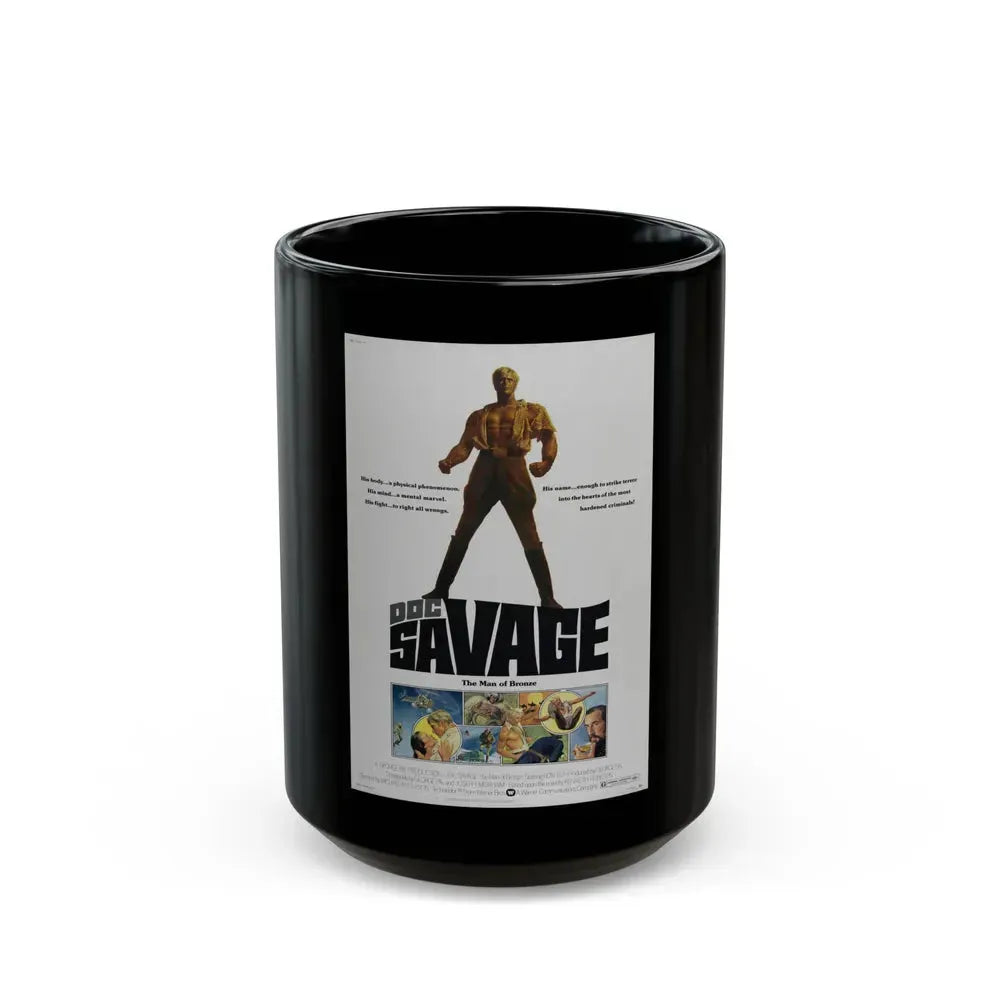 DOC SAVAGE THE MAN  OF BRONZE 1975 Movie Poster - Black Coffee Mug 15oz - Go Mug Yourself