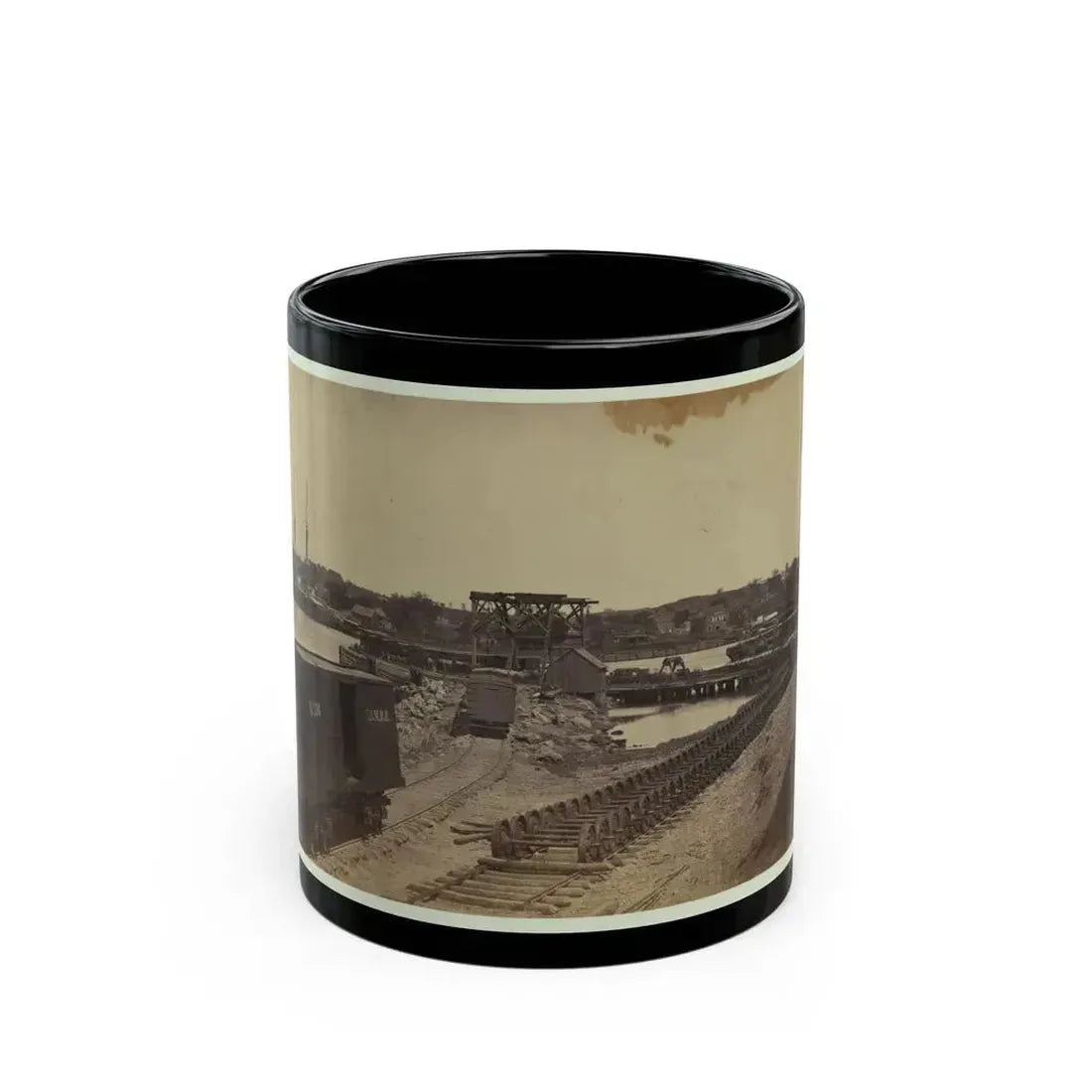Dock On The South Side Of The James River, Opposite Richmond, Va. (U.S. Civil War) Black Coffee Mug 11oz - Go Mug Yourself