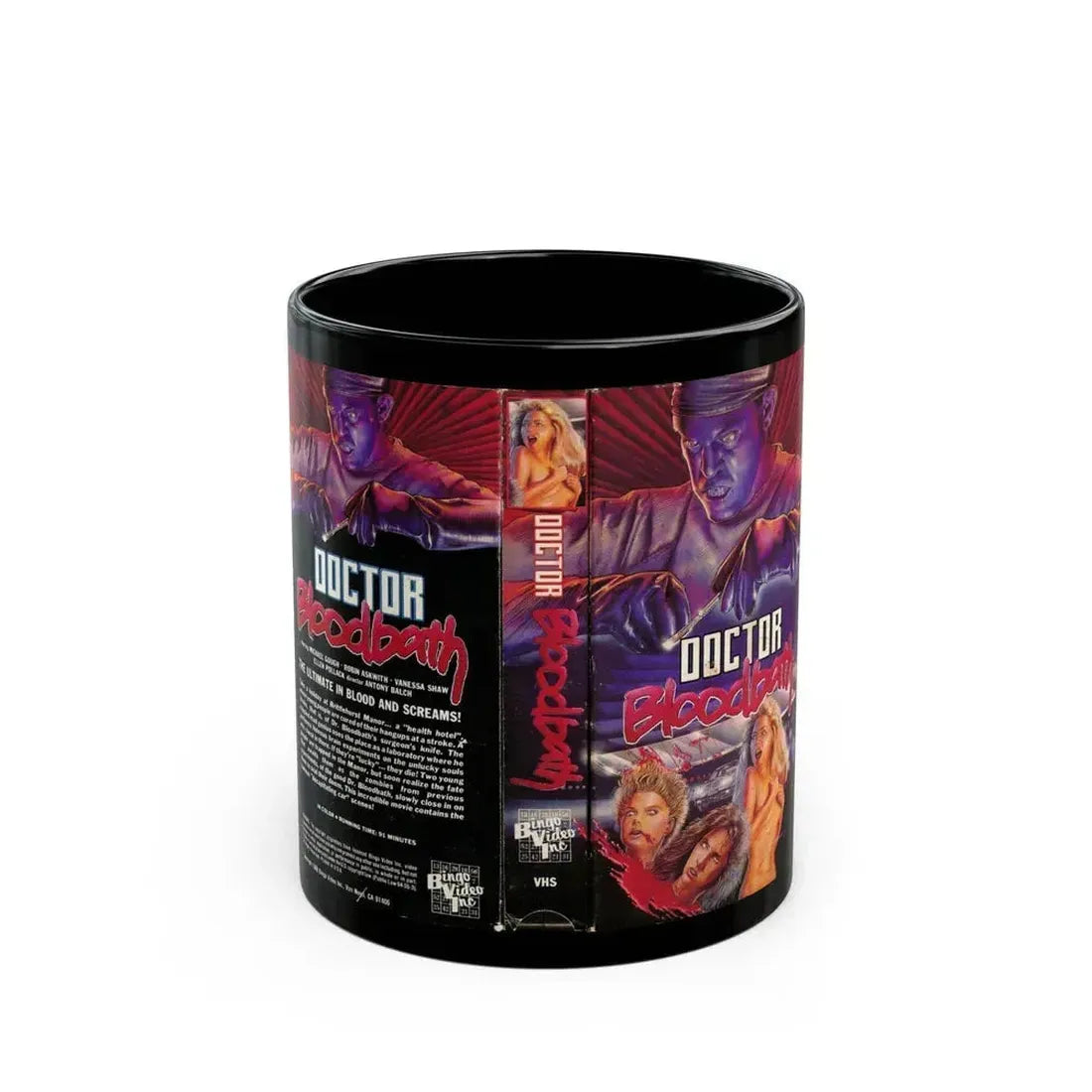 DOCTOR BLOODBATH (VHS COVER) - Black Coffee Mug 11oz - Go Mug Yourself