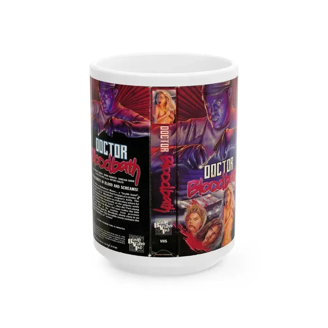 DOCTOR BLOODBATH (VHS COVER) - White Coffee Mug 15oz - Go Mug Yourself