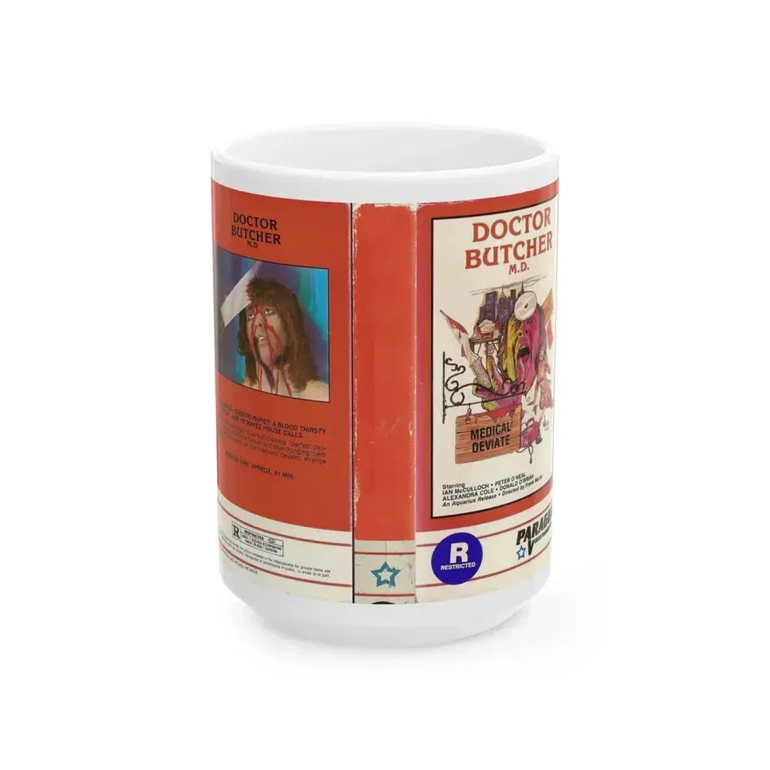 DOCTOR BUTCHER MD (VHS COVER) - White Coffee Mug 15oz - Go Mug Yourself