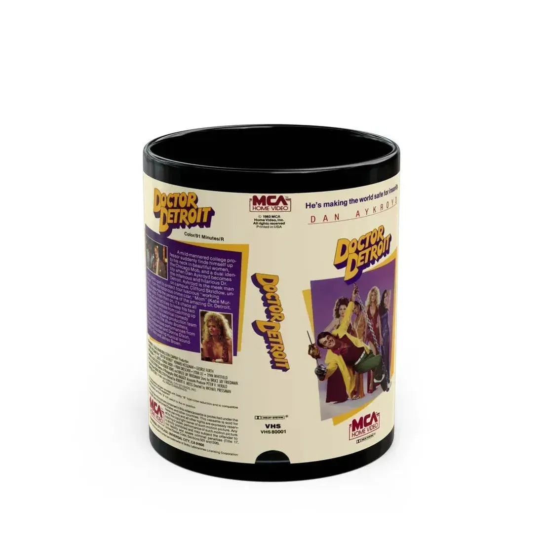 DOCTOR DETROIT (VHS COVER) - Black Coffee Mug 11oz - Go Mug Yourself
