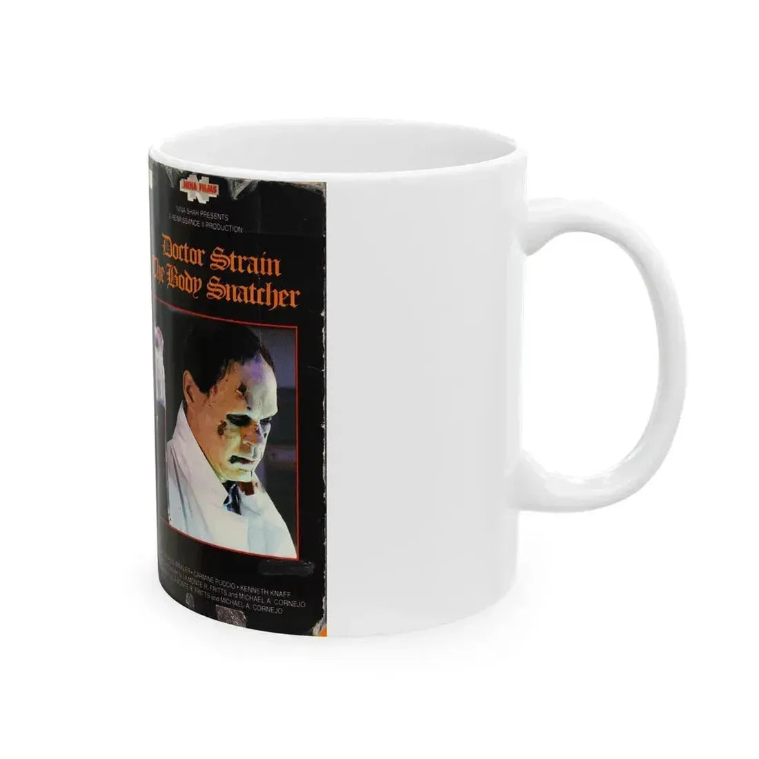 DOCTOR STRAIN THE BODY SCATCHER (VHS COVER) - White Coffee Mug - Go Mug Yourself
