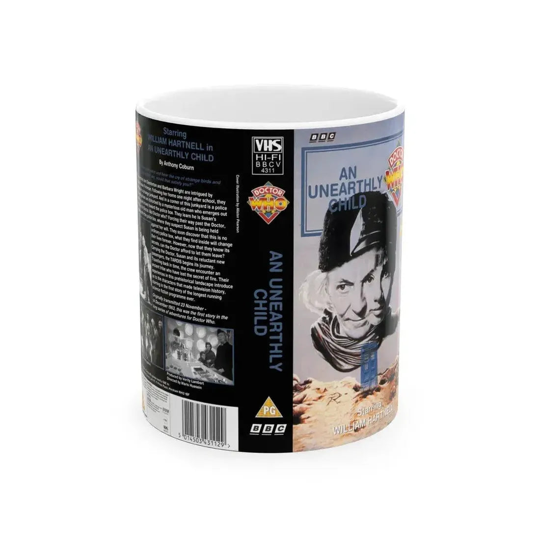 DOCTOR WHO AN UNEARTHLY CHILD (VHS COVER) - White Coffee Mug 11oz - Go Mug Yourself