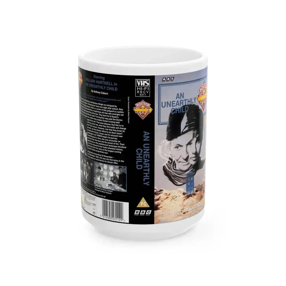 DOCTOR WHO AN UNEARTHLY CHILD (VHS COVER) - White Coffee Mug 15oz - Go Mug Yourself