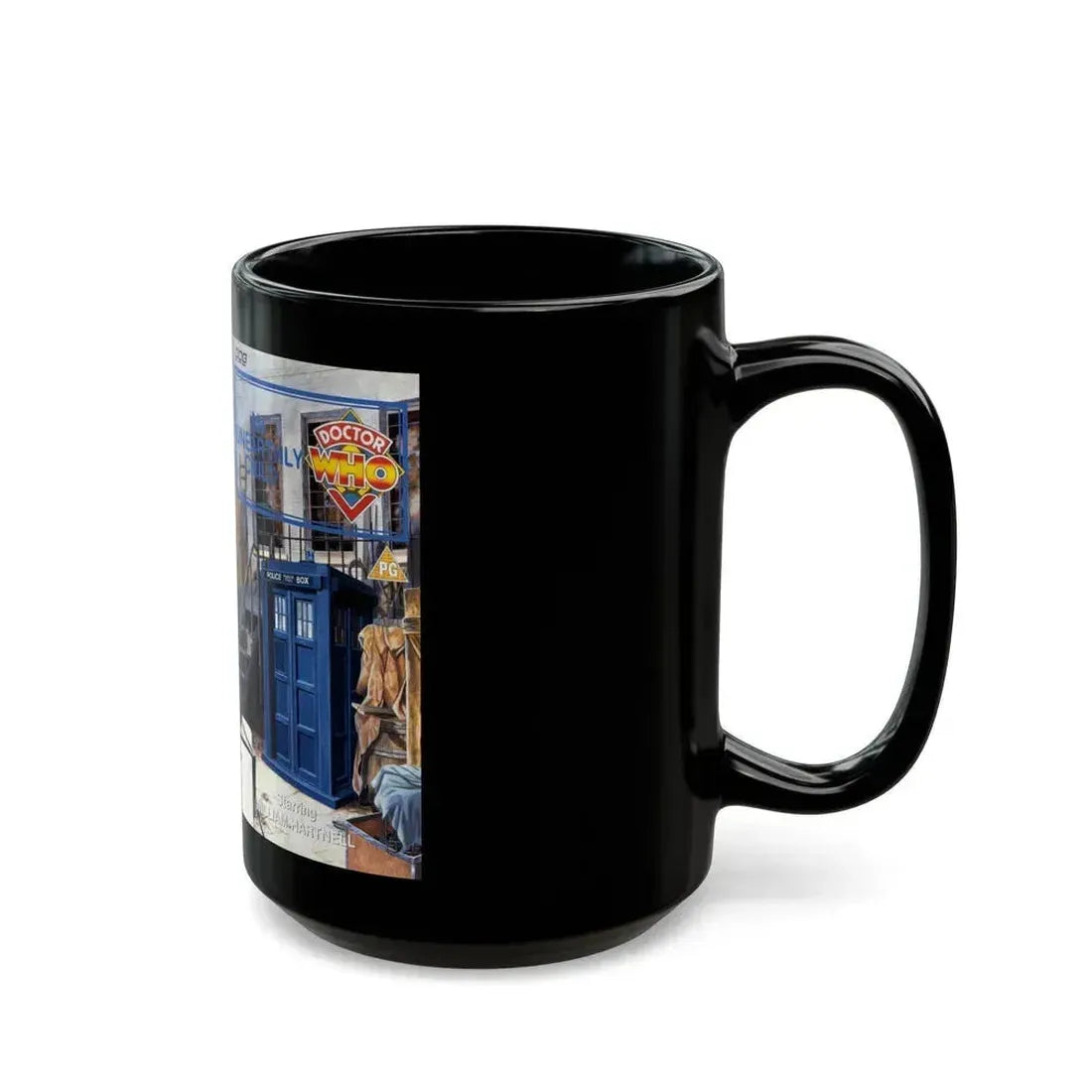 DOCTOR WHO AN UNEARTHLY CHILD WILLIAM HARTNELL (VHS COVER) - Black Coffee Mug - Go Mug Yourself