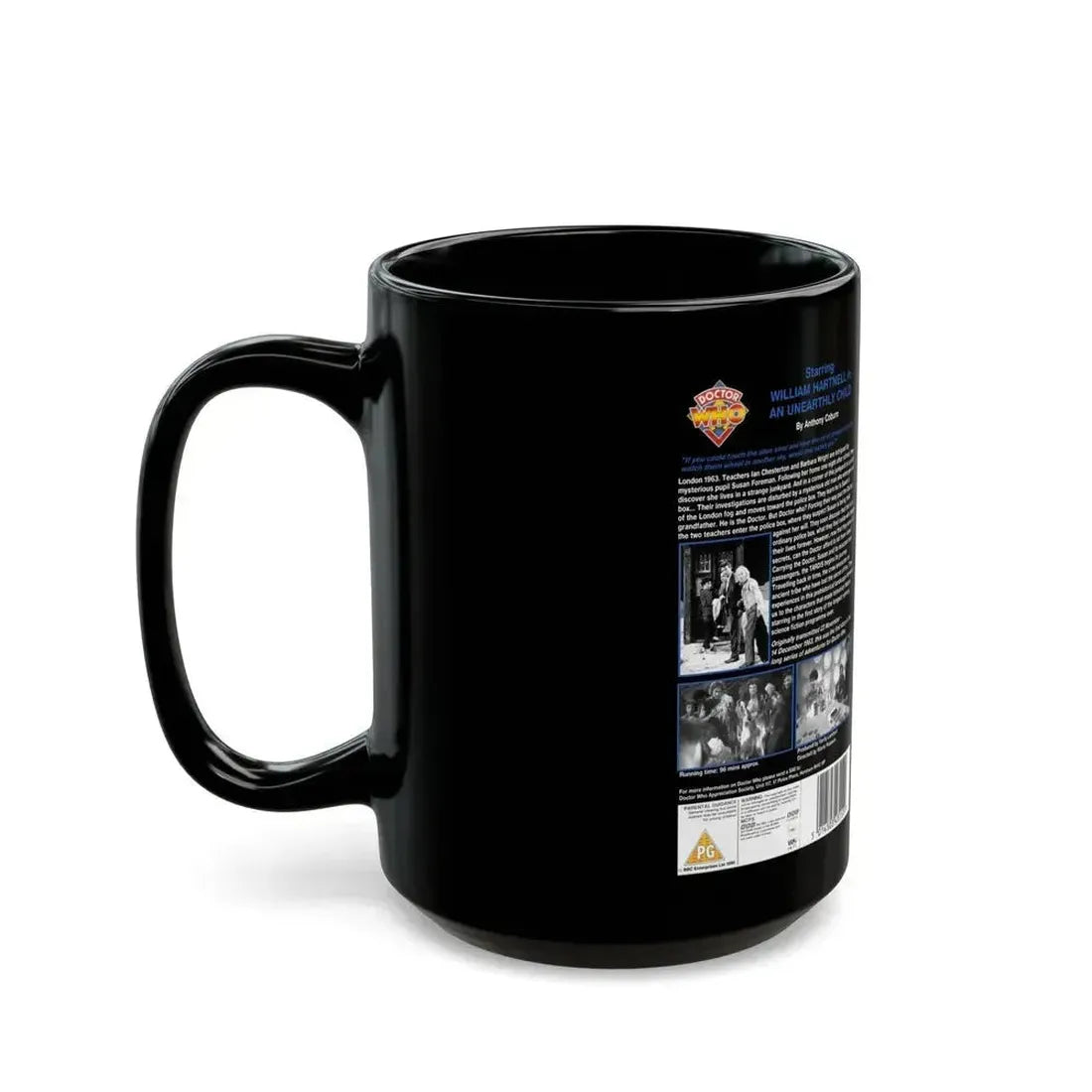 DOCTOR WHO AN UNEARTHLY CHILD WILLIAM HARTNELL (VHS COVER) - Black Coffee Mug - Go Mug Yourself