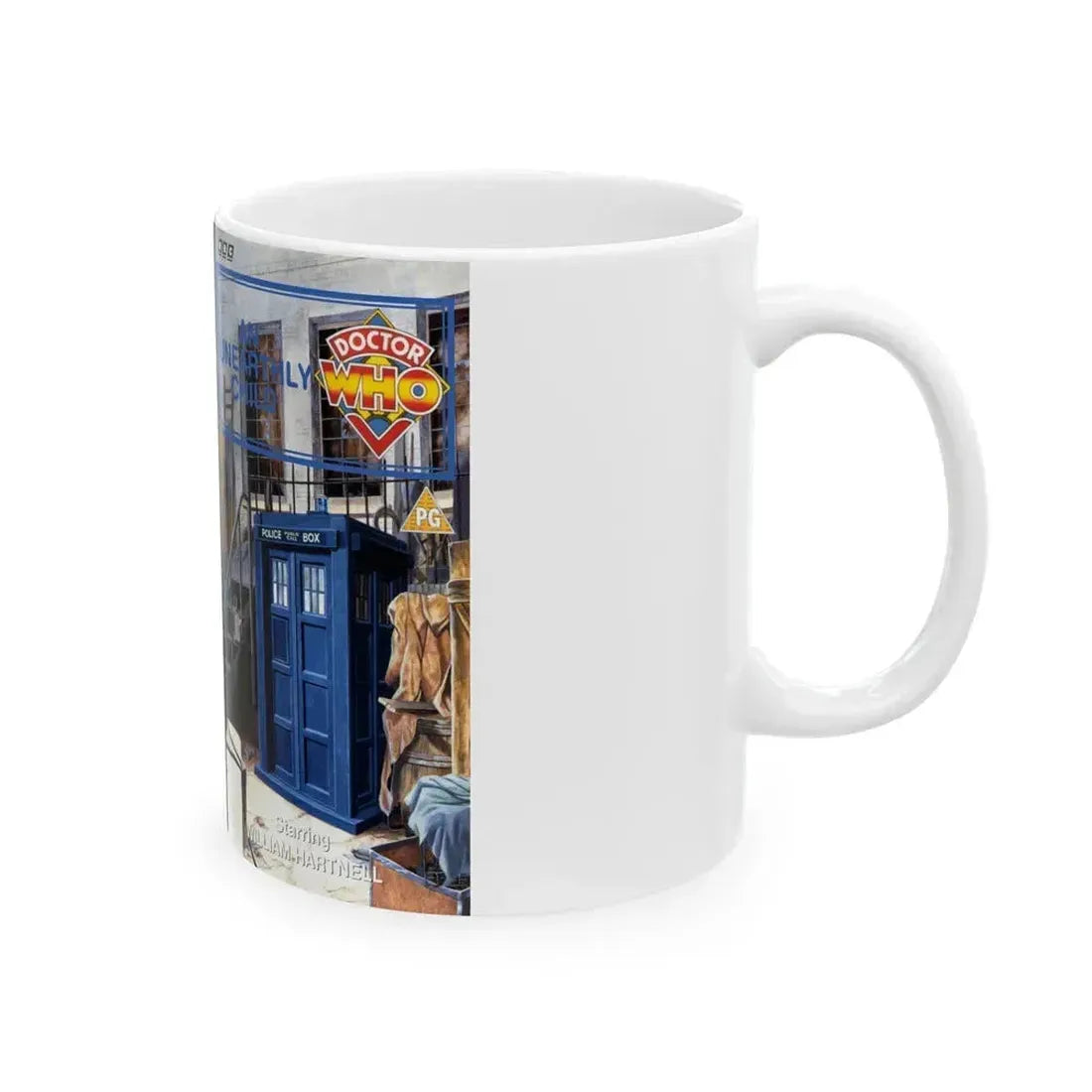 DOCTOR WHO AN UNEARTHLY CHILD WILLIAM HARTNELL (VHS COVER) - White Coffee Mug - Go Mug Yourself