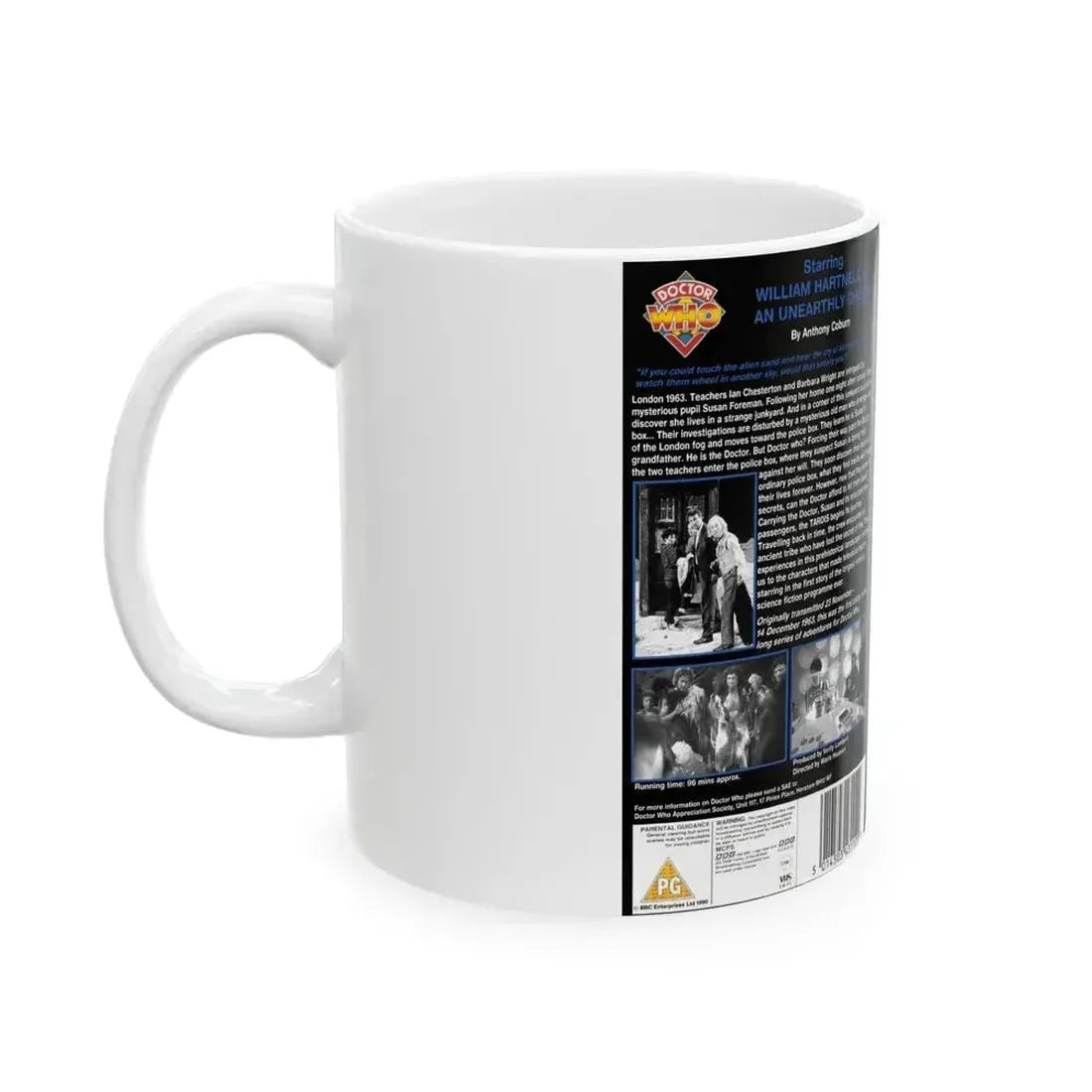 DOCTOR WHO AN UNEARTHLY CHILD WILLIAM HARTNELL (VHS COVER) - White Coffee Mug - Go Mug Yourself